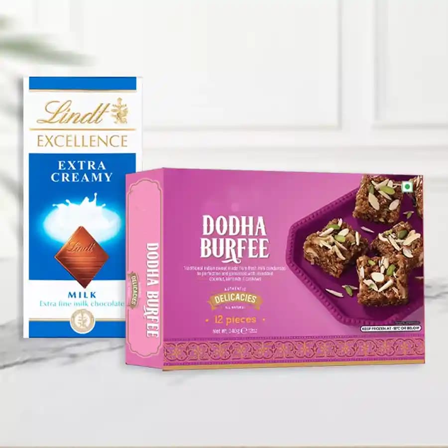 Dhoda Burfi with Lindt Excellence Chocolate Bar