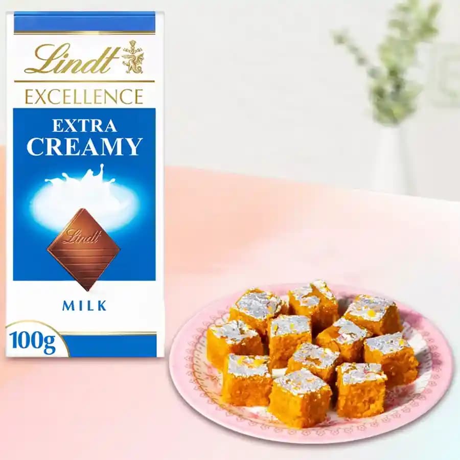 Moong Dal Burfi with Lindt Excellence Chocolate Bar