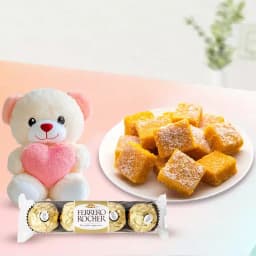 Coconut Burfi with Teddy N Ferrero Rocher Chocolate 1