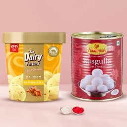 Tasty Haldiram Rasgulla with Kwality Walls Butterscotch Ice Cream 1