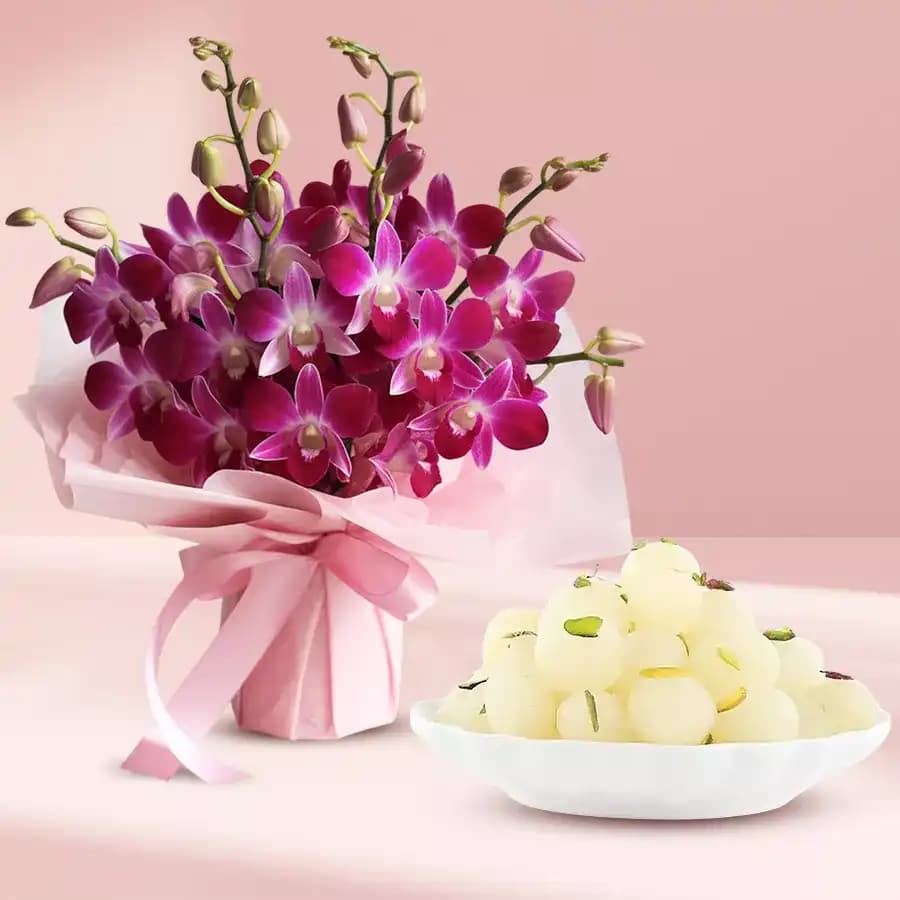 Rashbhari with Orchid Bouquet