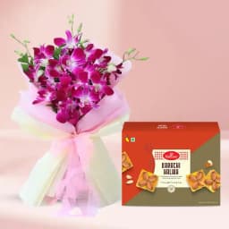 Karachi Halwa with Orchid Bouquet 1