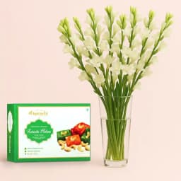 Karachi Halwa with Rajnigandha Stems 1