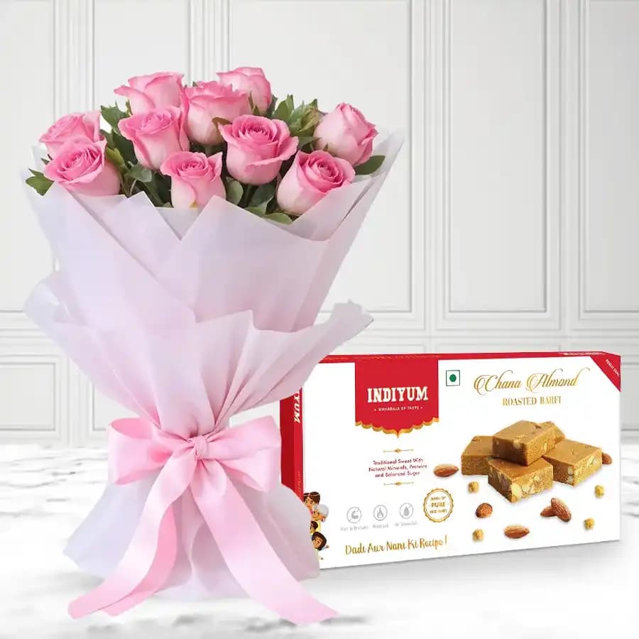 Gourmet Almonds with Blushing Roses Gift Set