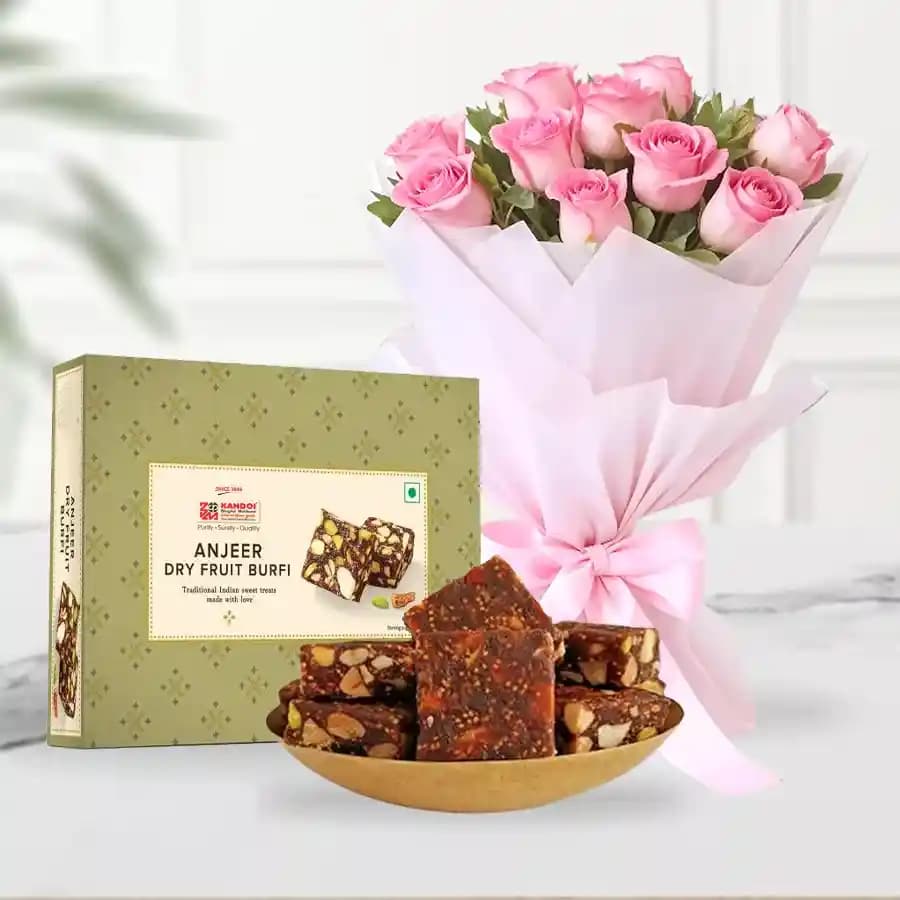 Elegant Khajur Anjeer Bliss with Roses