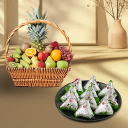 Gourmet Pista Delight and Seasonal Fruit Basket 1