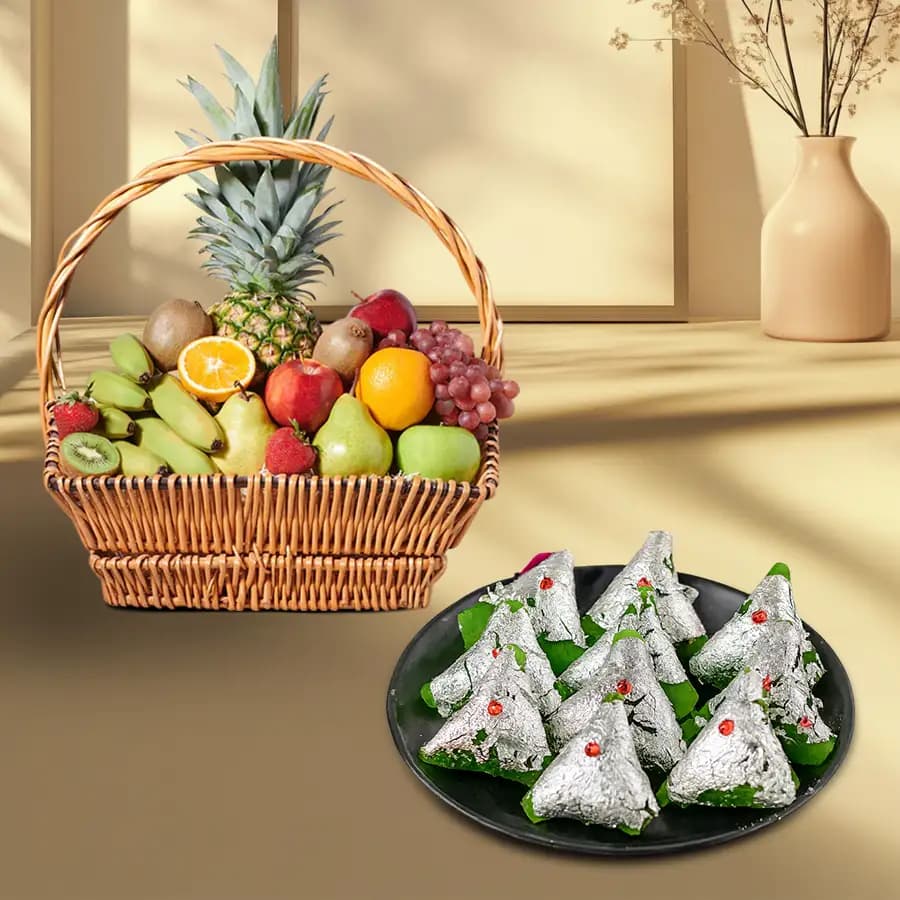 Gourmet Pista Delight and Seasonal Fruit Basket