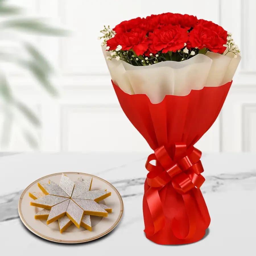 Elegant Fusion of Kaju and Carnations
