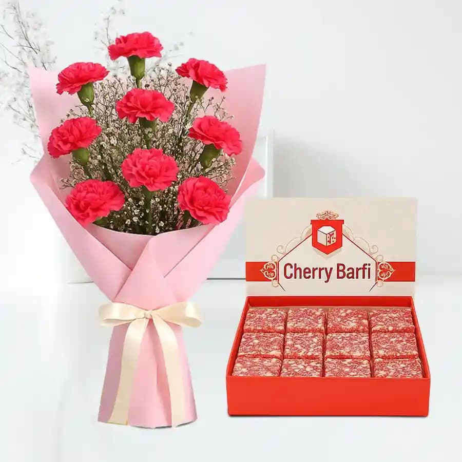 Delightful Cherry Barfi & Rose Bloom Duo