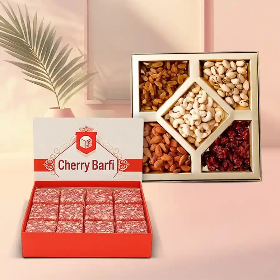 Delightful Cherry Barfi & Nut Medley