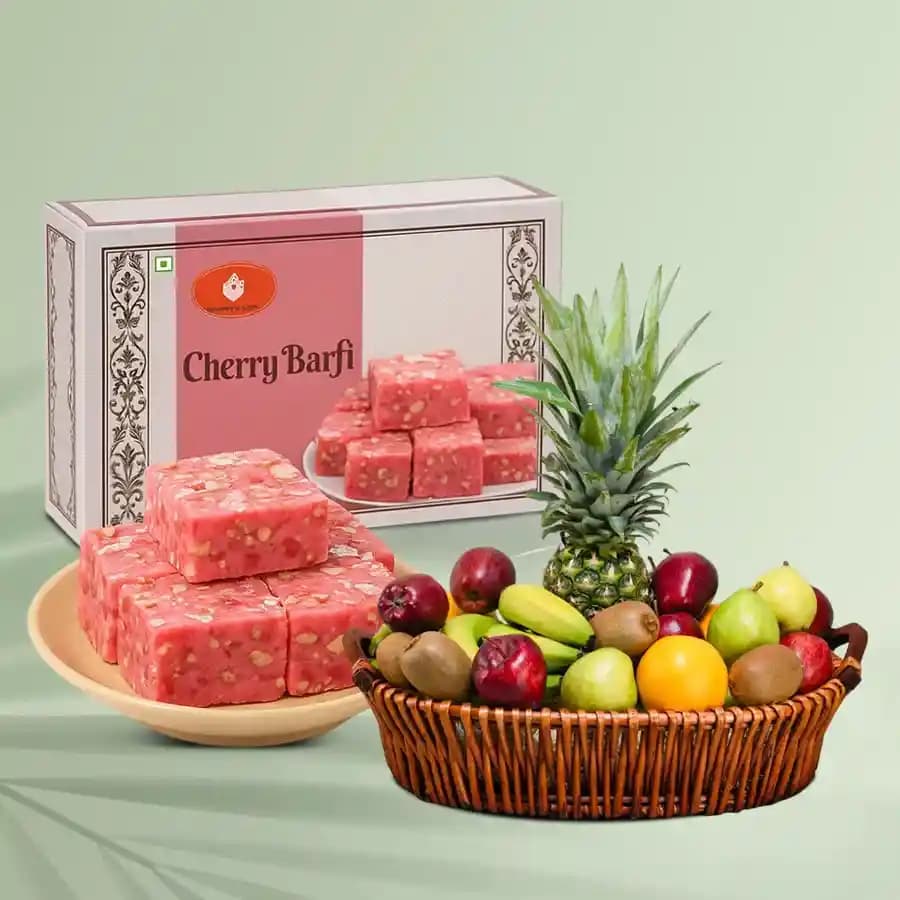 Sweet Indulgence: Cherry Barfi & Fruit Harmony