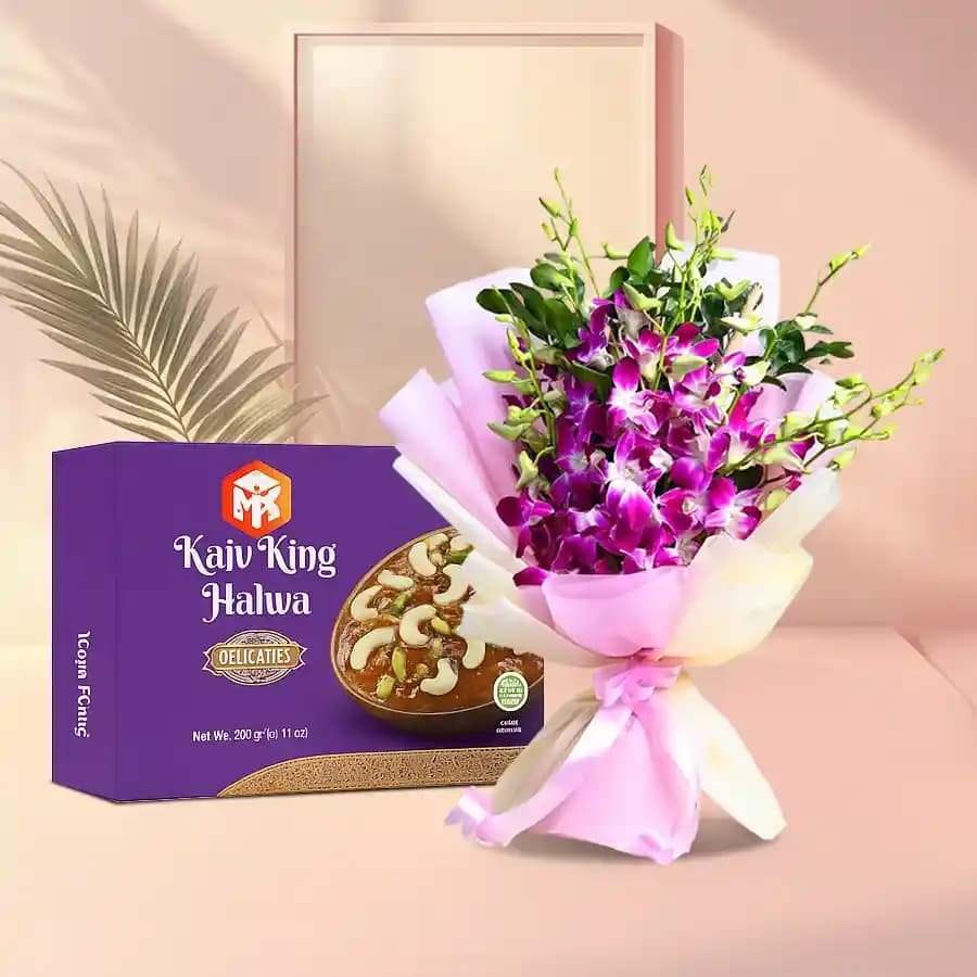 Elegant Orchid Delight with Kaju King Treat