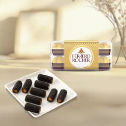 Kaju Choco Roll from Shree Mithai with Ferrero Rocher 1