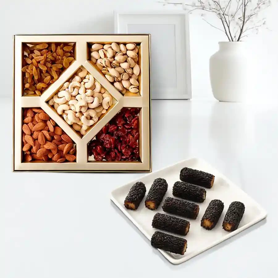 Kaju Choco Roll from Shree Mithai with Assorted Dry Fruits