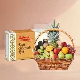 Kaju Choco Roll from Shree Mithai with Fresh Fruit Basket 1