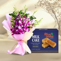 Milk Cake from Shree Mithai with Orchid Bouquet 1