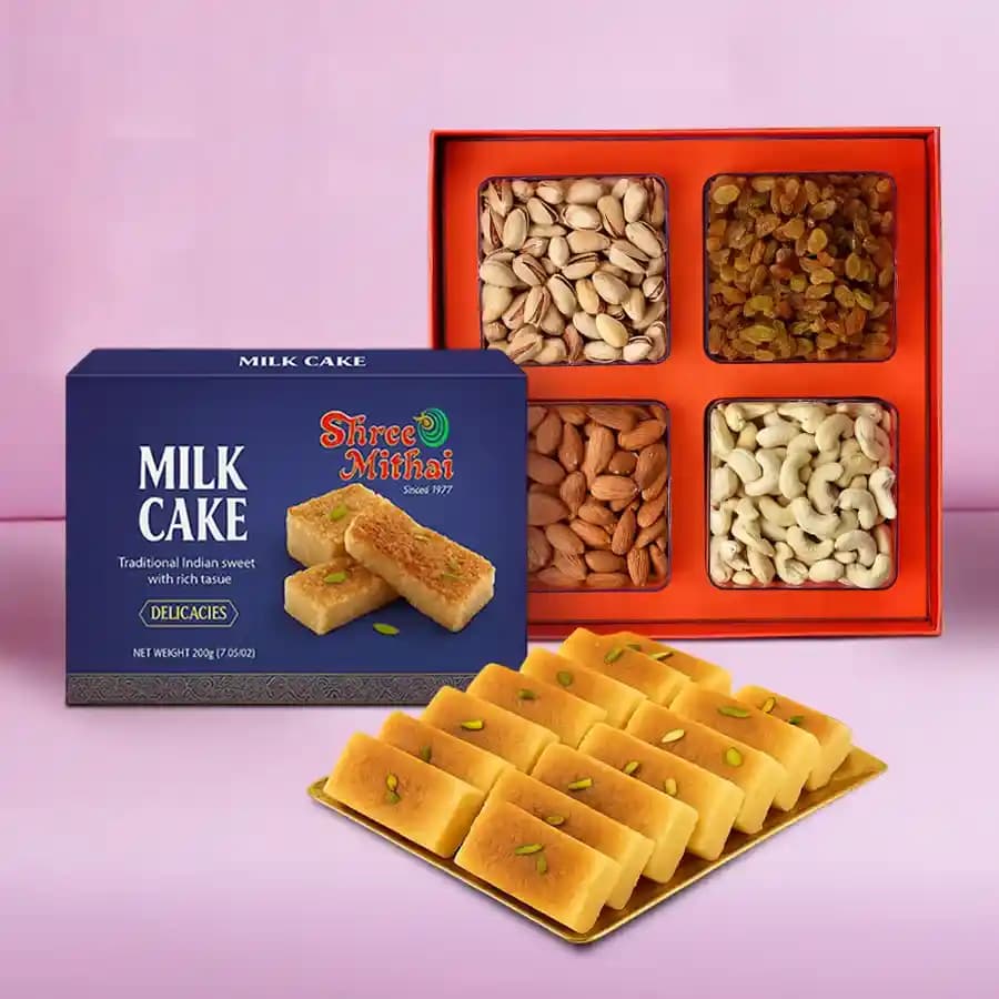 Milk Cake from Shree Mithai with Assorted Dry Fruits