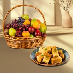 Milk Cake from Shree Mithai with Fresh Fruit Basket 1