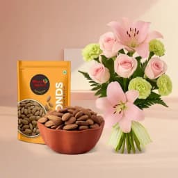 Royal Almond Treat from Shree Mithai with Flowers Bouquet 1