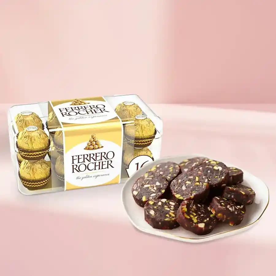 Dry Fruit Dates Roll from Shree Mithai with Ferrero Rocher