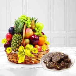 Dry Fruit Dates Roll from Shree Mithai with Fresh Fruit Basket 1