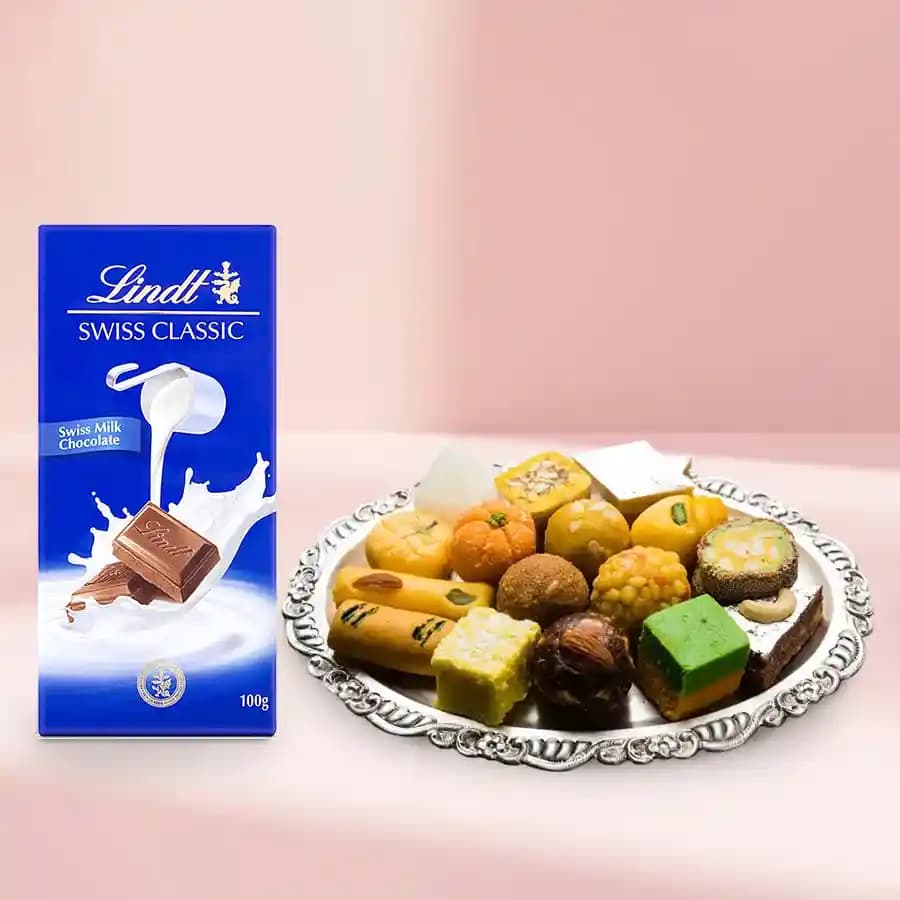 Assorted Sweets from Adyar Ananda Bhawan with Lindt Excellence Chocolate Bar
