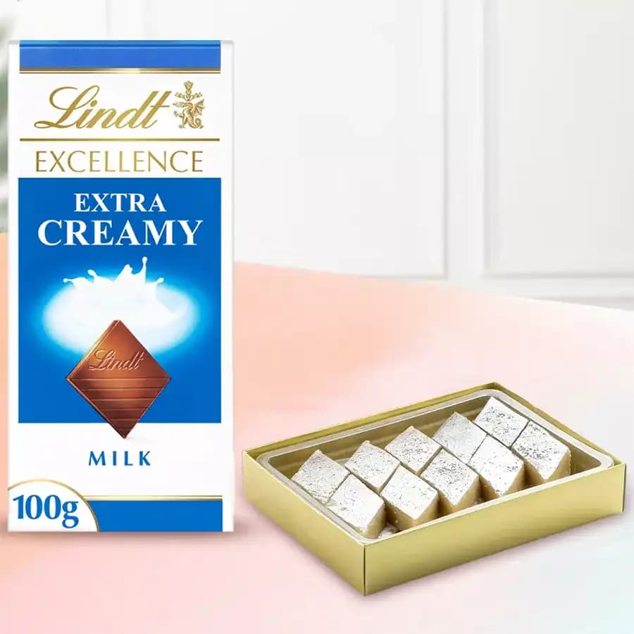 Badam Kathli from Sri Krishna Sweets with Lindt Excellence Chocolate Bar