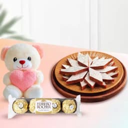 Fig Kathli from Sri Krishna Sweets with Teddy N Ferrero Rocher Chocolate Pack 1