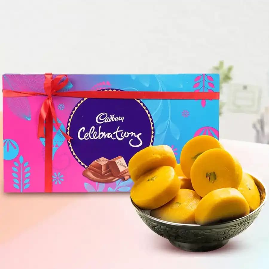 Kesar Peda from Sri Krishna Sweets with Cadbury Celebration