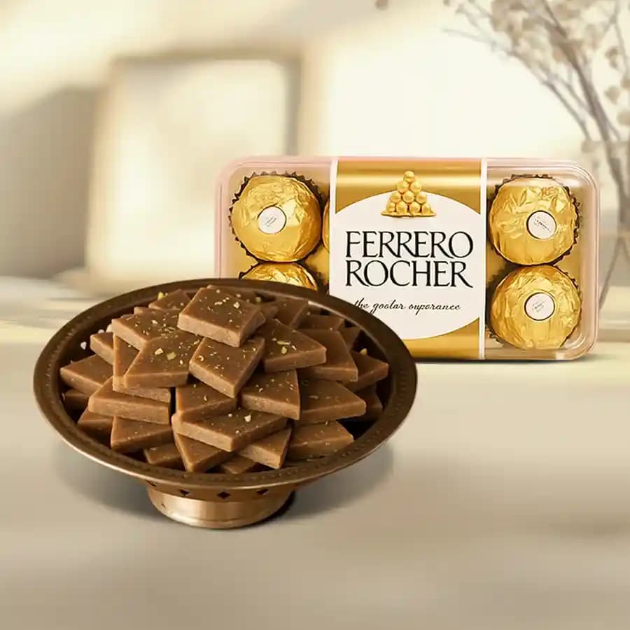 Karupatti Katli from Sri Krishna Sweets with Ferrero Rocher