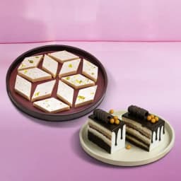 Palmsugar Kaju Kathily from Adyar Ananda Bhawan with Chocolate Pastry 1