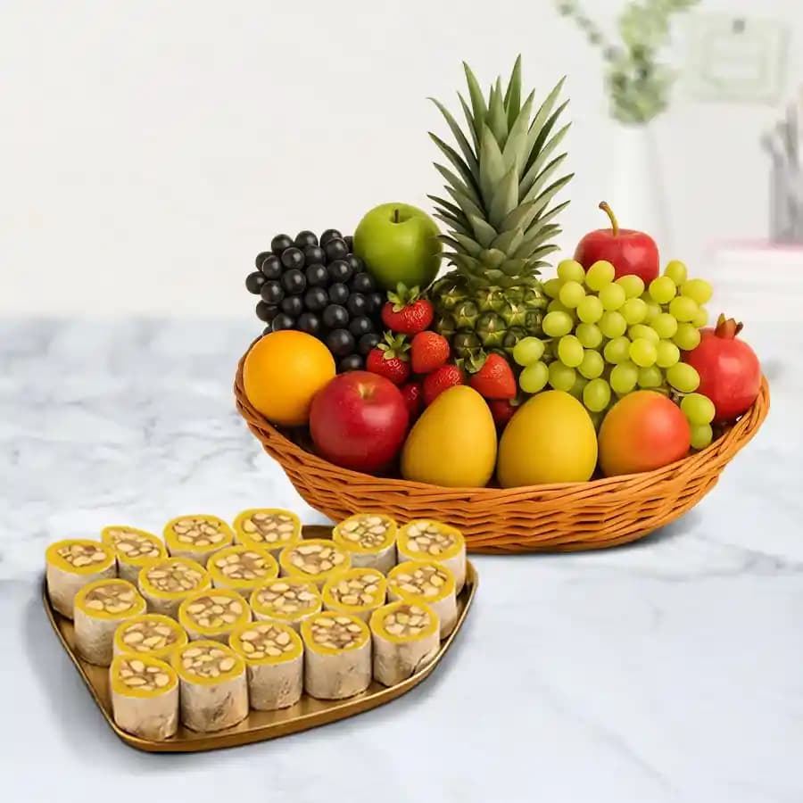 Dry Fruit Honey Dew from Adyar Ananda Bhawan with Fresh Fruit Basket