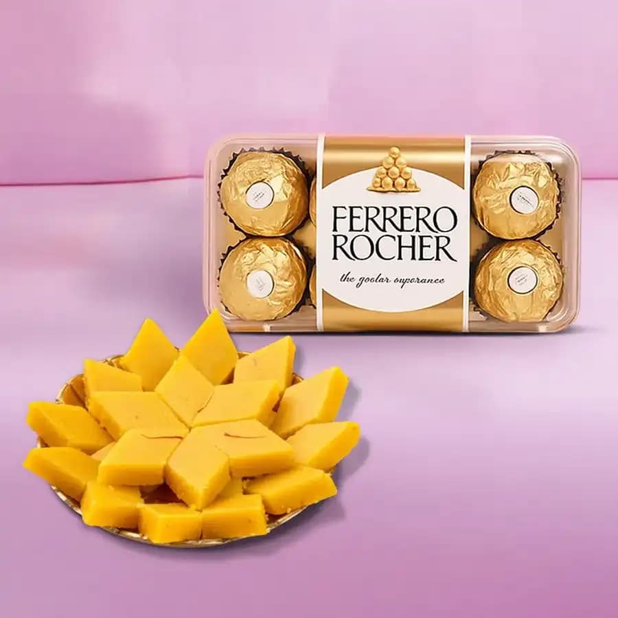 Badam Cake from Adyar Ananda Bhawan with Ferrero Rocher