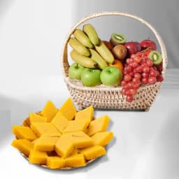 Badam Cake from Adyar Ananda Bhawan with Fresh Fruit Basket 1