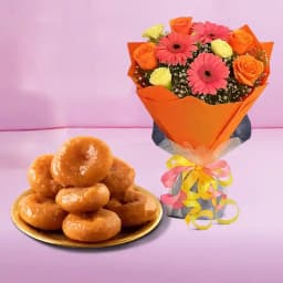 Badusha from G Pulla Reddy with Seasonal Flower Bouquet 1