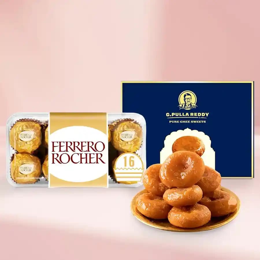 Badusha from G Pulla Reddy with Ferrero Rocher