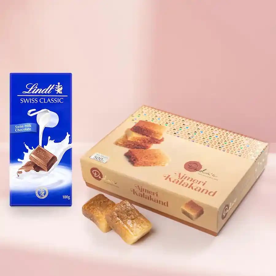 Ajmeeri Kalakand from Dadus with Lindt Excellence Chocolate Bar