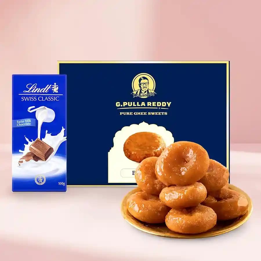 Badusha from G Pulla Reddy with Lindt Excellence Chocolate Bar