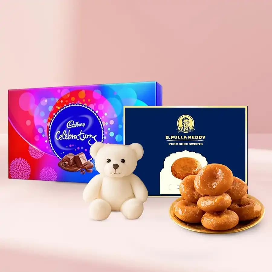 Badusha from G Pulla Reddy with Teddy N Cadbury Celebration