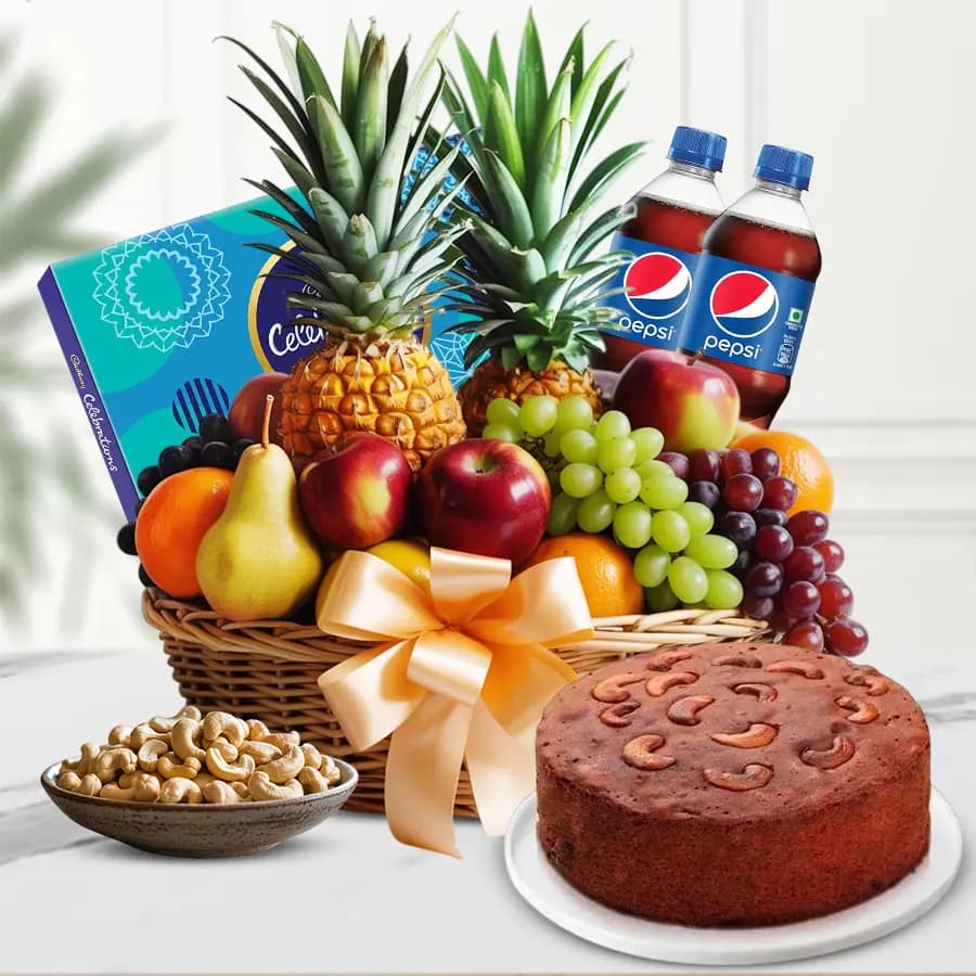 Plum Cake 1 Lb Pepsi 2 Pet Bottles Cadburys Celebration Pack Fresh Fruits 2 Kg Roasted Cashew 500 gms