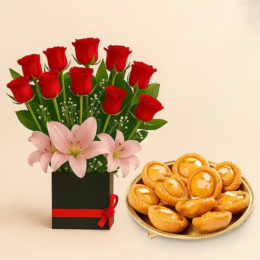 Suryakala from Dadus with a Designer Flower Arrangement