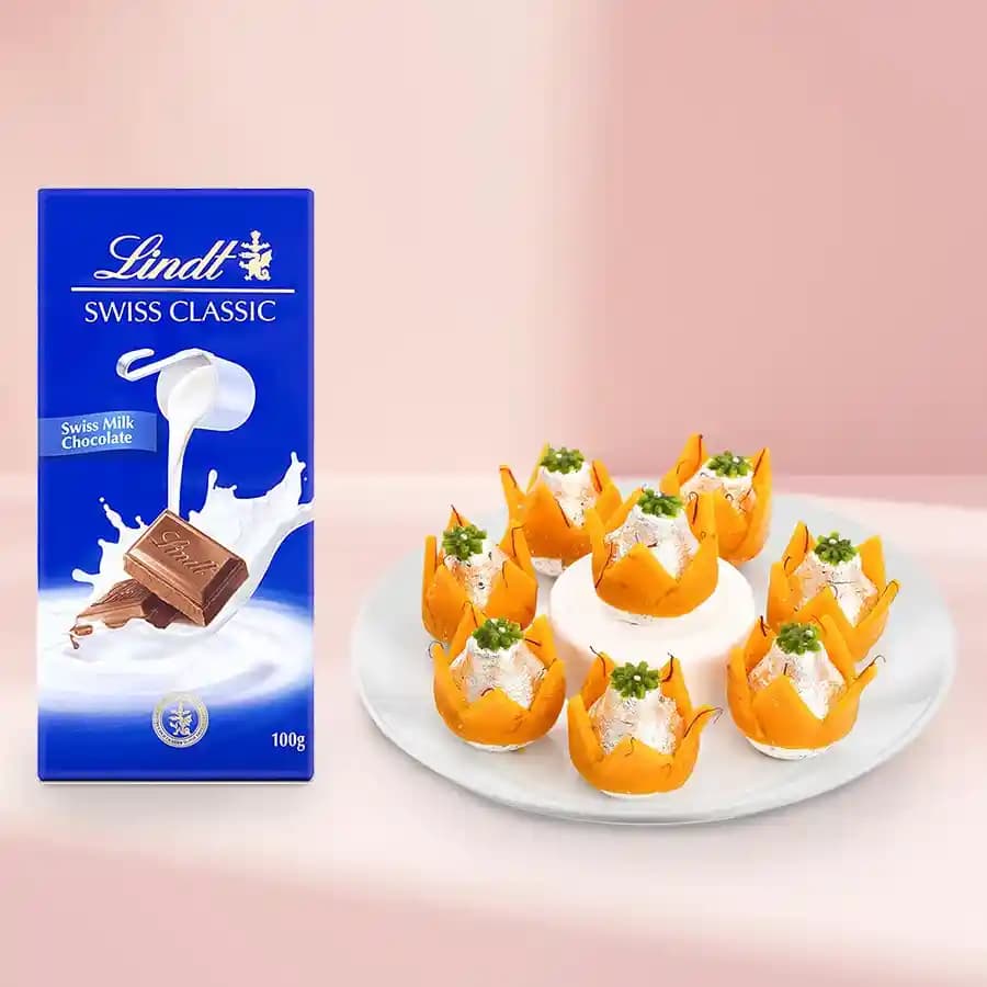 Badam Kalash from Dadus with Lindt Excellence Chocolate Bar