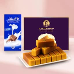 Milk Mysorepak from G Pulla Reddy with Lindt Excellence Chocolate Bar 1