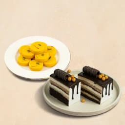 Kesar Peda from Dadus with Chocolate Pastry 1