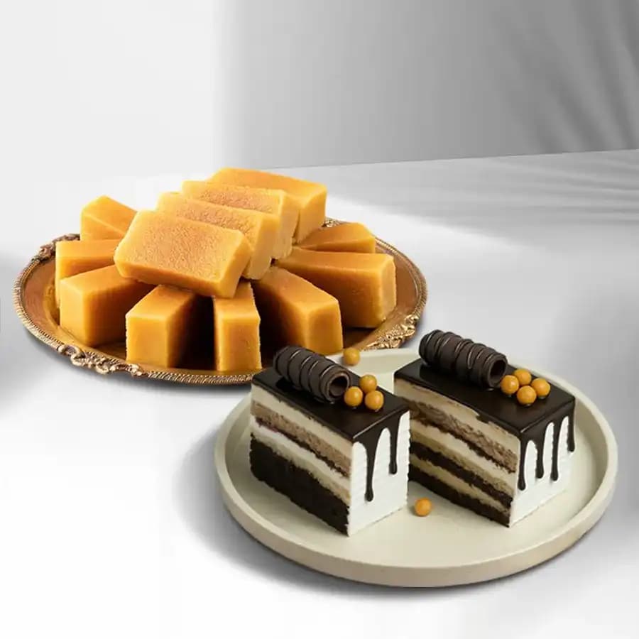 Milk Mysorepak from G Pulla Reddy with Chocolate Pastry