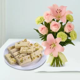 Malai Burfi from G Pulla Reddy with Flowers Bouquet 1