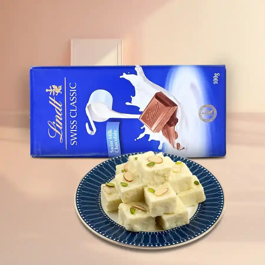 Malai Burfi from G Pulla Reddy with Lindt Excellence Chocolate Bar