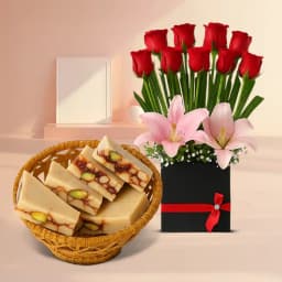DryFruit Katli from G Pulla Reddy with Designer Flower Arrangement 1