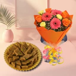 Peppery Cashew Burfi from Almond House with Seasonal Flower Bouquet 1