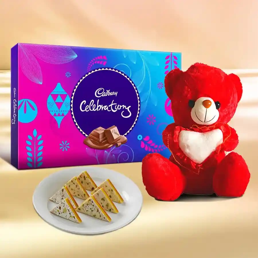 Kaju Pista Sandwich from Almond House with Teddy N Cadbury Celebration